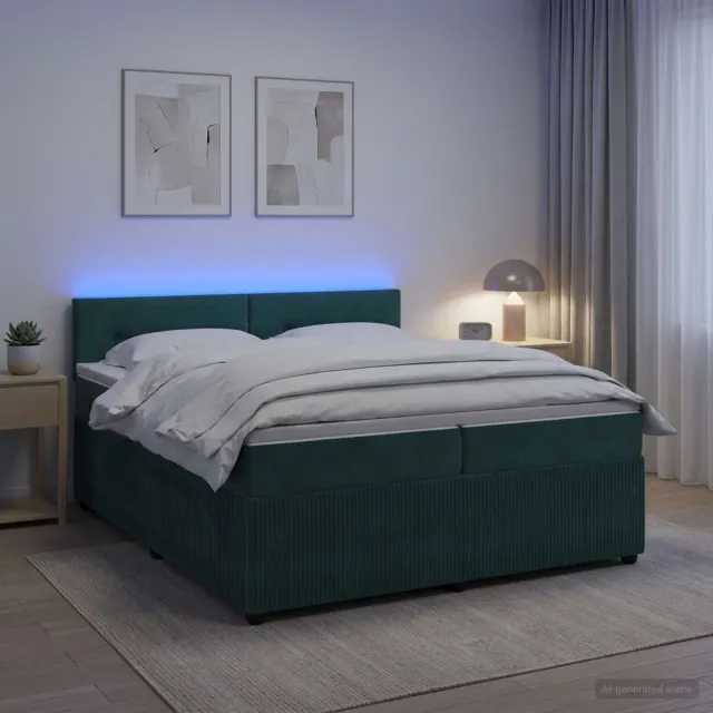vidaXL Boxspringbed met matras Donkergroen 200 x 200 cm Fluweel