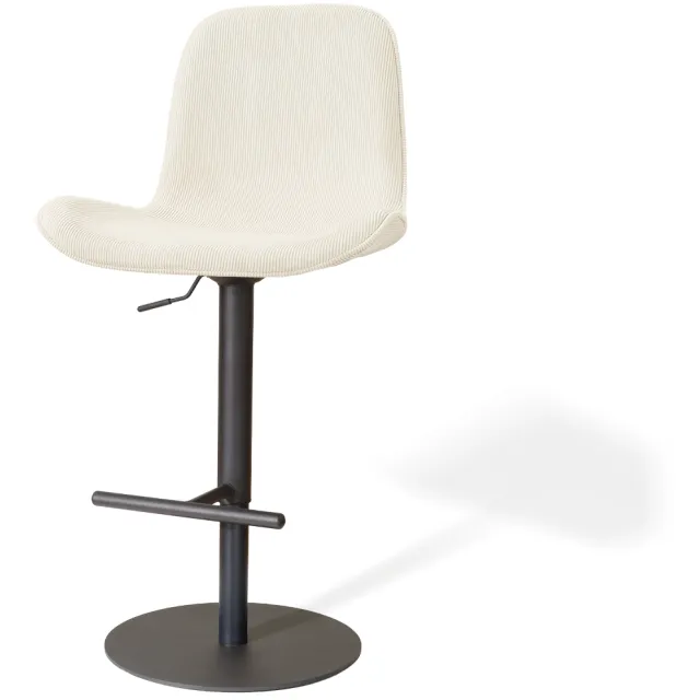 Nolon Niva-Fé draaibare tulp barkruk rib beige - verstelbaar - mat zwart onderstel