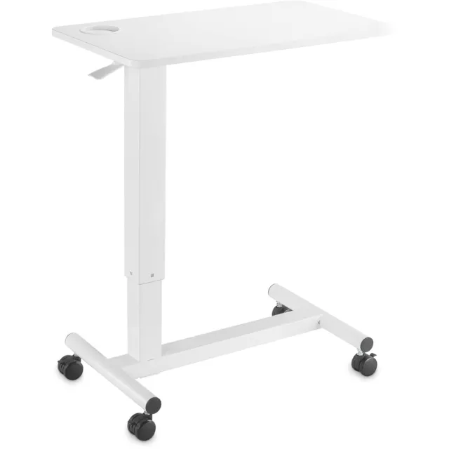 Ibenzoa In hoogte verstelbare bijzettafel met stille gasdrukveer en geïntegreerde bekerhouder, ideaal voor flexibel gebruik als laptoptafel of bureau, wit