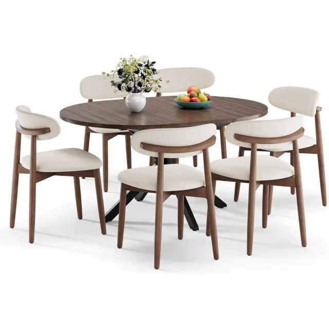 COLAMY Uitschuifbare Eettafel voor 6 Personen – Metalen Poten – Soepele Uitschuifbare Glijrail – Tafelblad 110-150 cm – Walnootkleur
