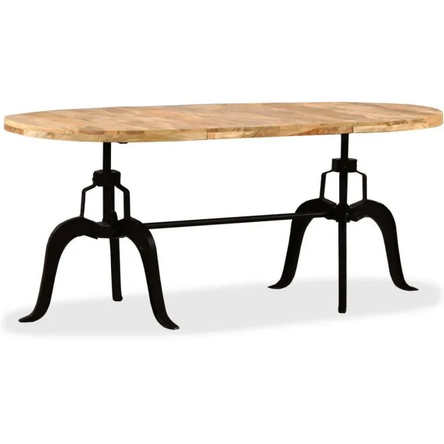 vidaXL Eettafel - 180 - cm - massief - mangohout - en - staal Bruin