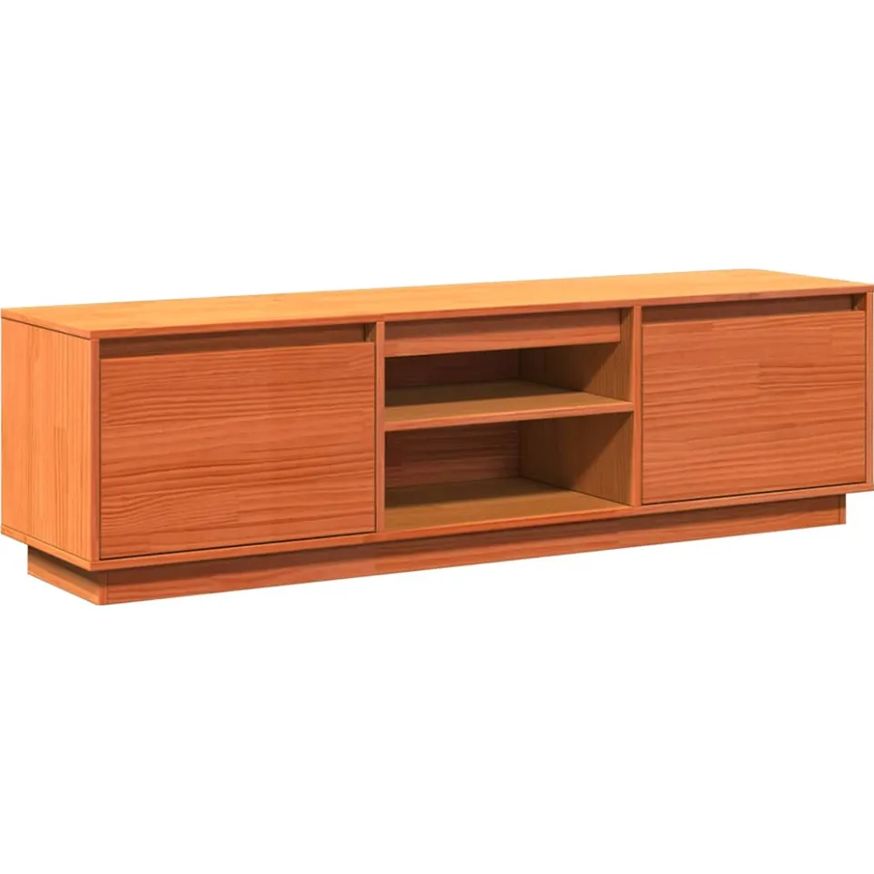 vidaXL Tv-meubel 140x35x40 cm massief grenenhout wasbruin