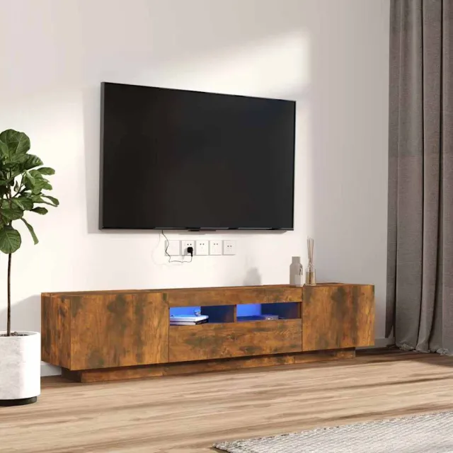 vidaXL 2-delige Tv-meubelset met LED bewerkt hout gerookt eikenkleurig, foto 2