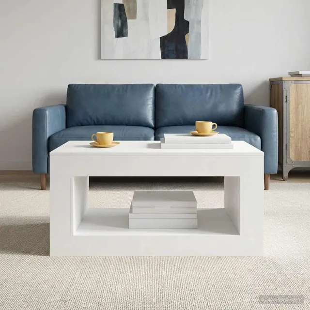 vidaXL Salontafel Wit 99.5 x 50 x 50 cm Bewerkt hout, foto 2