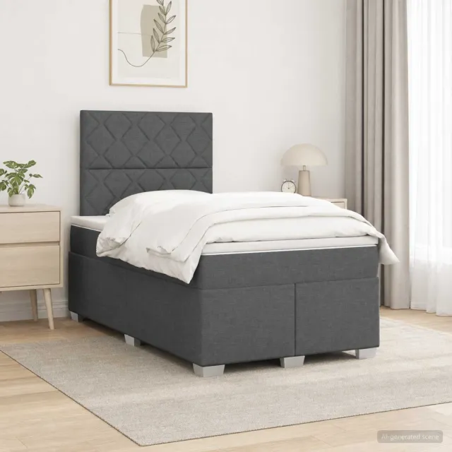 vidaXL Boxspringbed met matras Donkergrijs 120 x 190 cm Stof