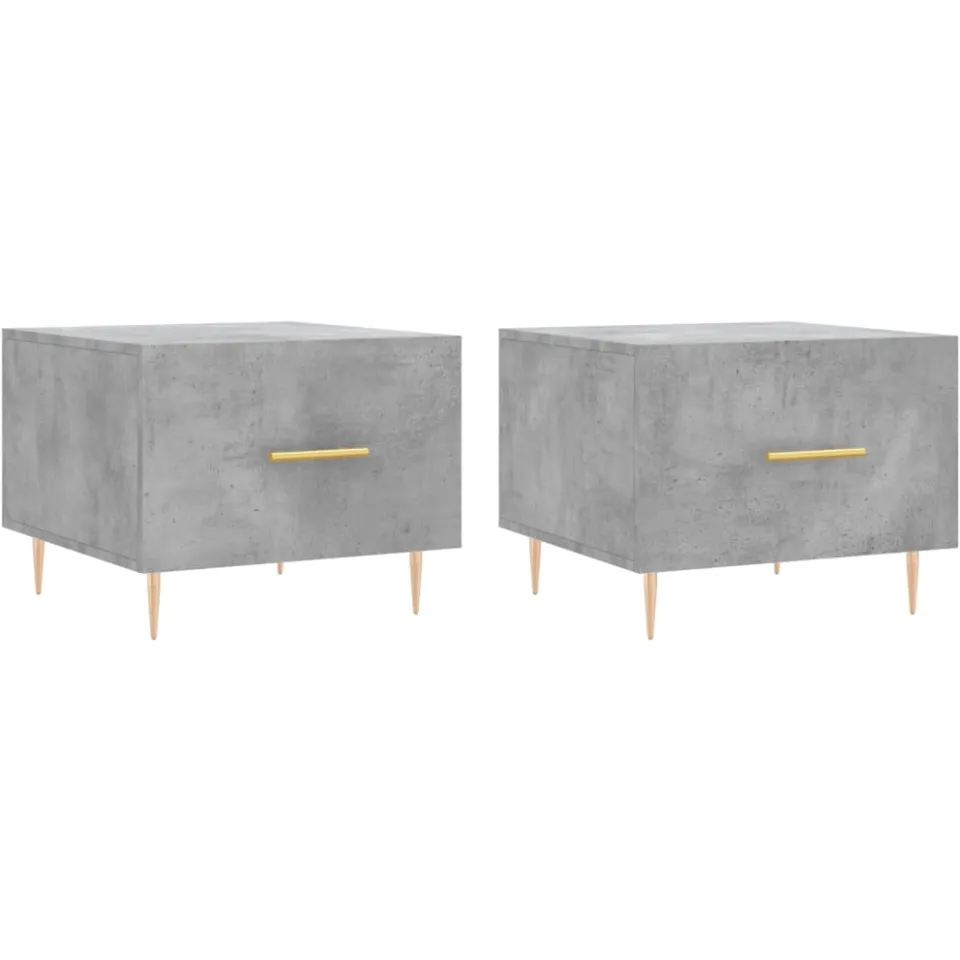 vidaXL Salontafels 2 st 50x50x40 cm bewerkt hout betongrijs grijs, foto 3