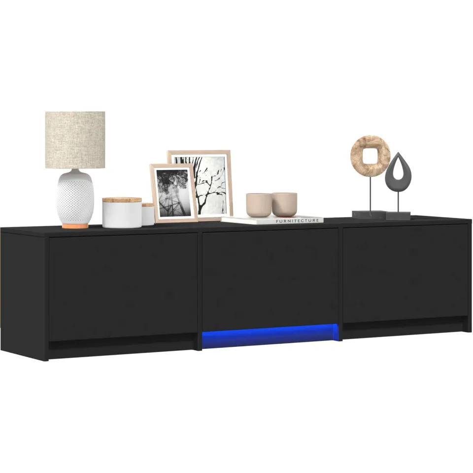 vidaXL TV-kast met LED 165 x 34 x 40 cm Zwart Geconstrueerd hout