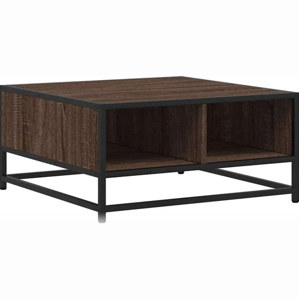 vidaXL Salontafel 60,5x60,5x30 cm bewerkt hout en metaal bruin eiken, foto 4