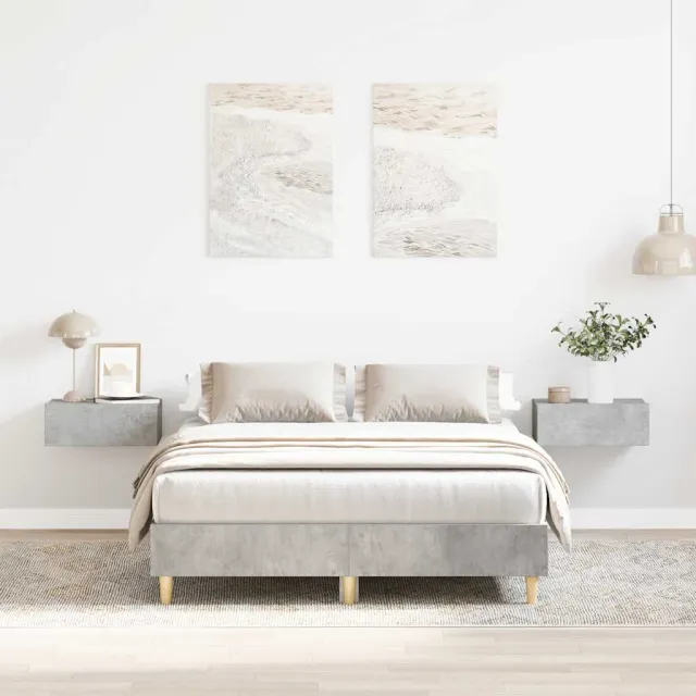 vidaXL Bedframe zonder matras 120x200 cm spaanplaat beton grijs