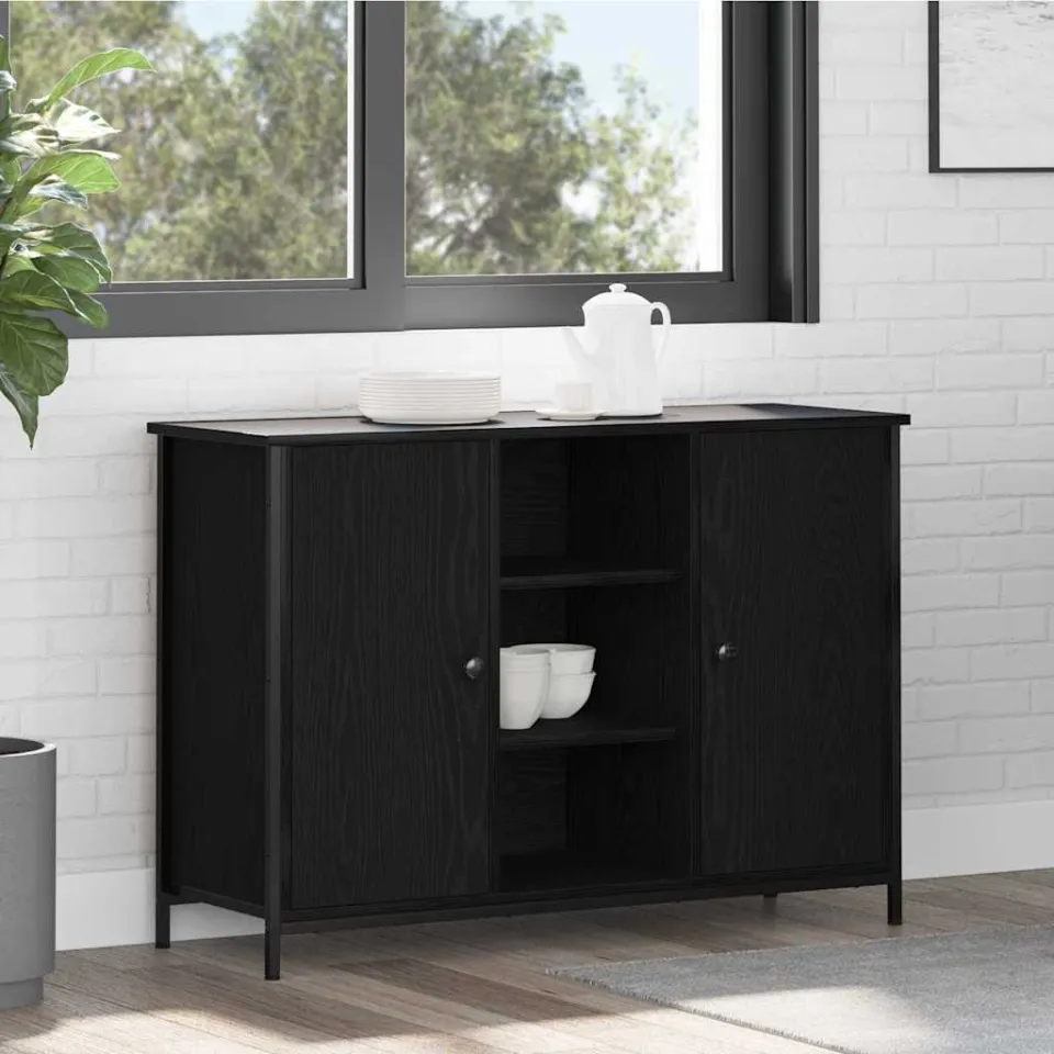 vidaXL Dressoir Zwart Eiken 100 x 35 x 70 cm, foto 4