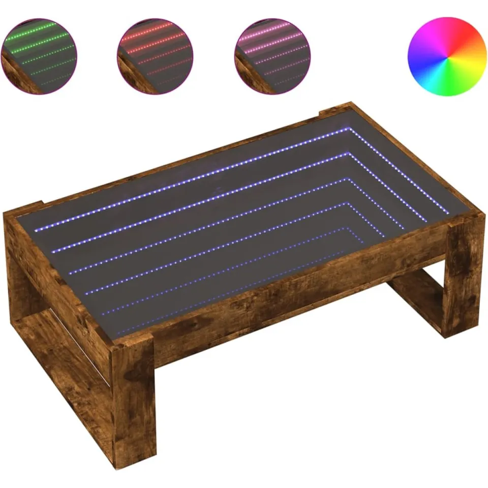 vidaXL Salontafel met Infinity LED 90x53x30 cm gerookt eikenkleurig, foto 3