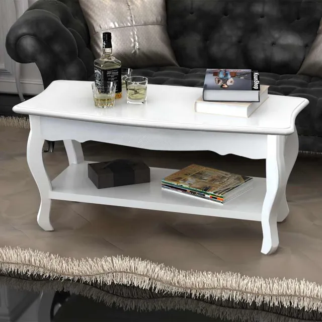 vidaXL Salontafel met 2 lagen MDF wit, foto 2