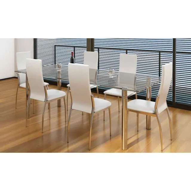 vidaXL Eetkamerstoelen 6 st kunstleer wit, foto 2