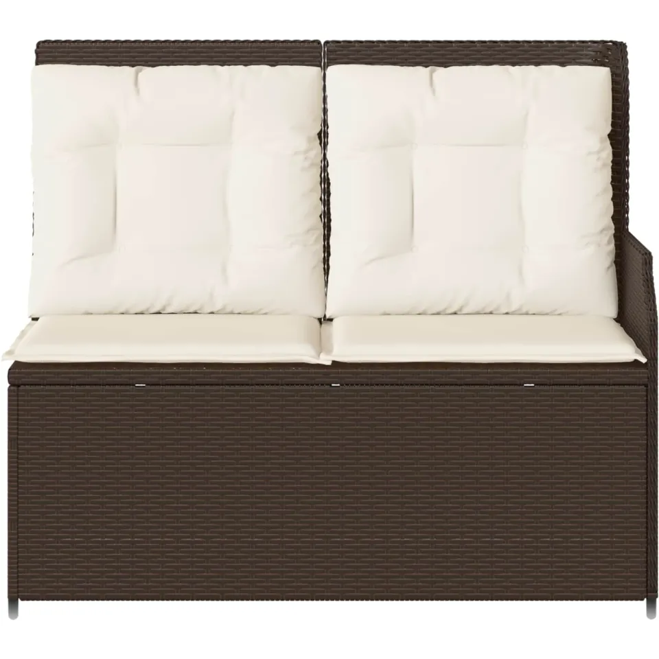 vidaXL Tuinbank 2-zits Bruin en Crème Wit poly rattan, foto 4