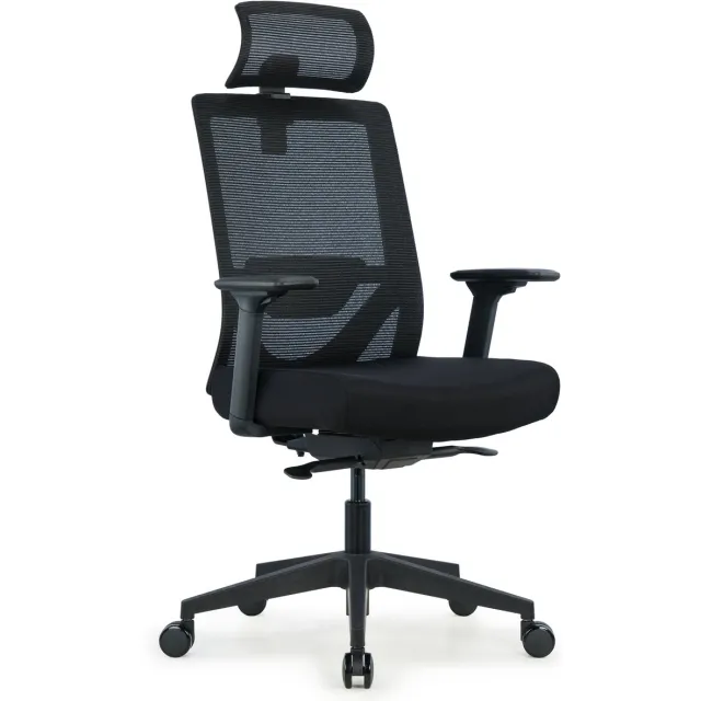 Worktrainer Nova - Bureaustoel - Ergonomisch NEN-EN 1335 - Schuifzitting - Zwart - Met hoofdsteun in hoogte verstelbaar