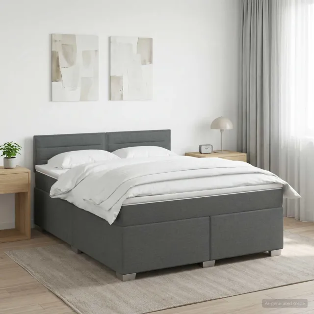 vidaXL Boxspring Bed met Matras en LED Donkergrijs 160 x 200 cm Stof