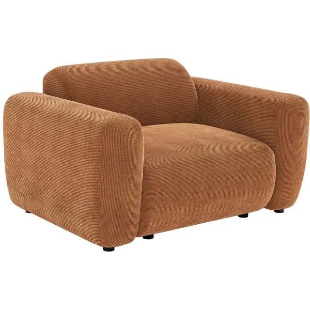 Vente-unique Fauteuil in fijn geribbeld fluweel - Terracotta - Maison Céphy POGNI