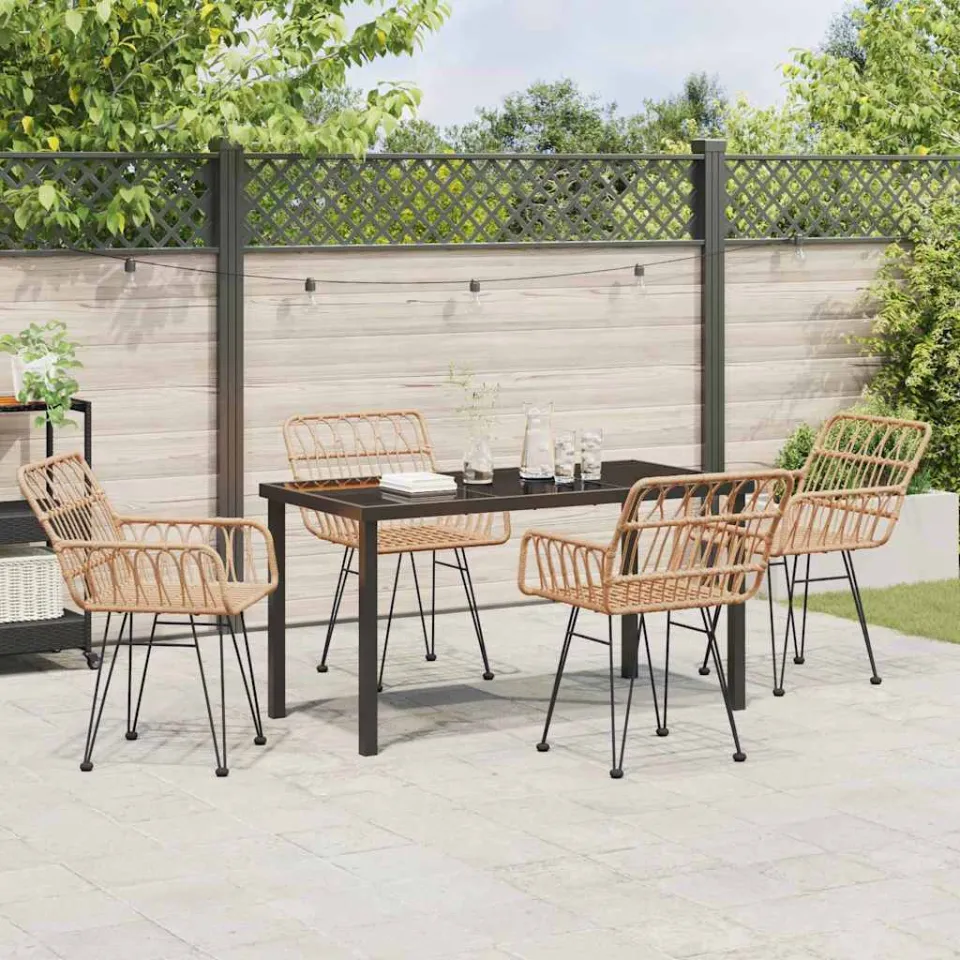 vidaXL Tuin eettafelset 5 st Bruin Gepoedercoat staal, foto 3