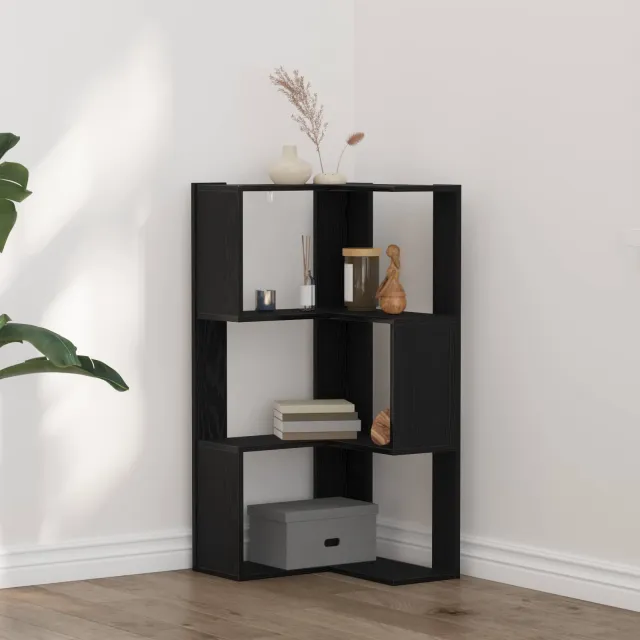 vidaXL Boekenkast 3-laags 50 x 50 x 102 cm Zwart Eiken