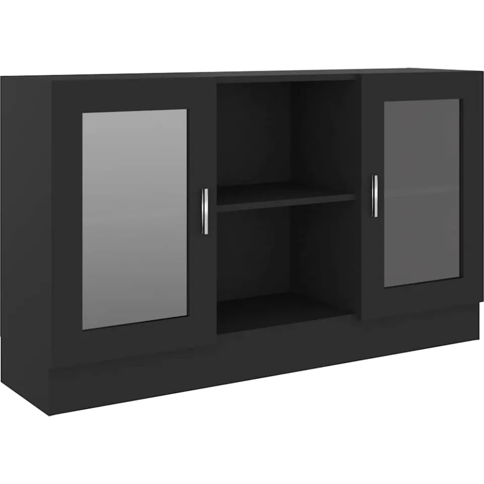 vidaXL Vitrinekast 120x30,5x70 cm bewerkt hout zwart, foto 3