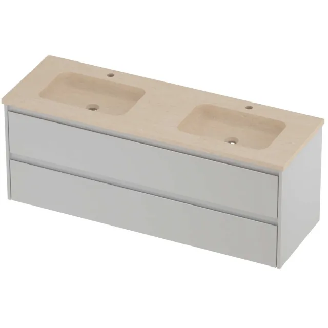 Proline Rollo Badmeubelset Hardsteen Elegant Dubbel 140x46x54 cm Sand Stone Glans Wit