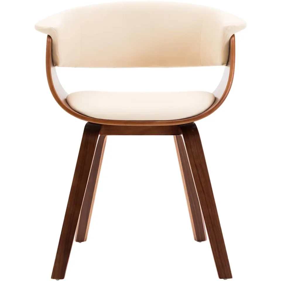 vidaXL Eetkamerstoelen 2 st gebogen hout en kunstleer crèmekleurig, foto 4