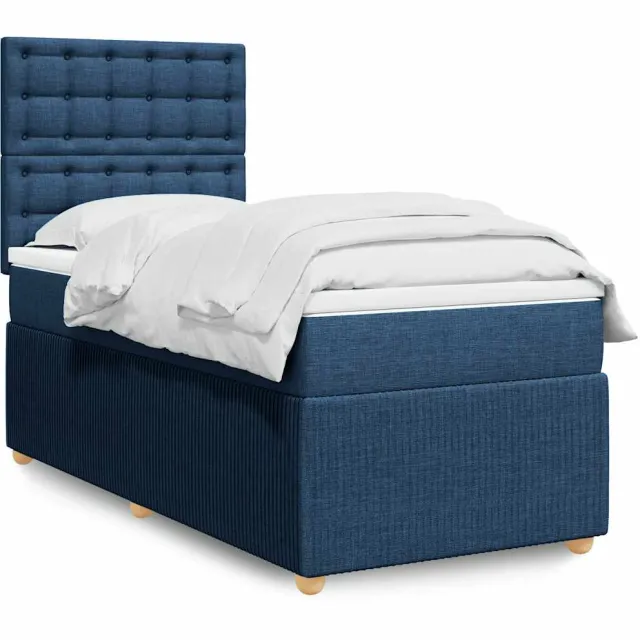 vidaXL Boxspring met matras stof blauw 80x200 cm