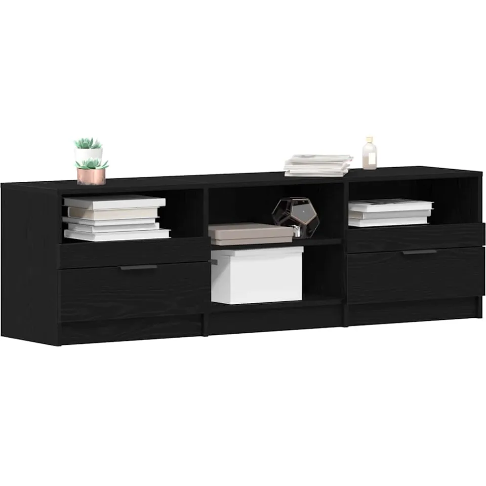 vidaXL TV-kast 150 x 33,5 x 45 cm Zwart Eiken Bewerkt hout