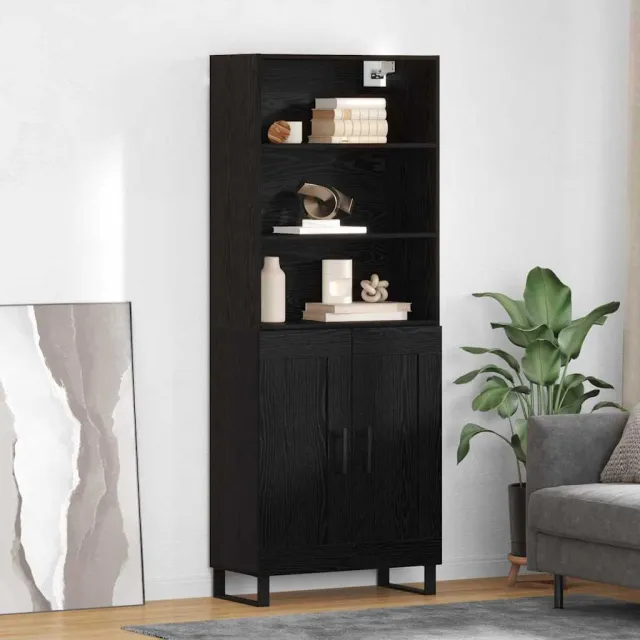 vidaXL Hoge kast 2 st Zwart Eiken 69,5 x 34 x 180 cm