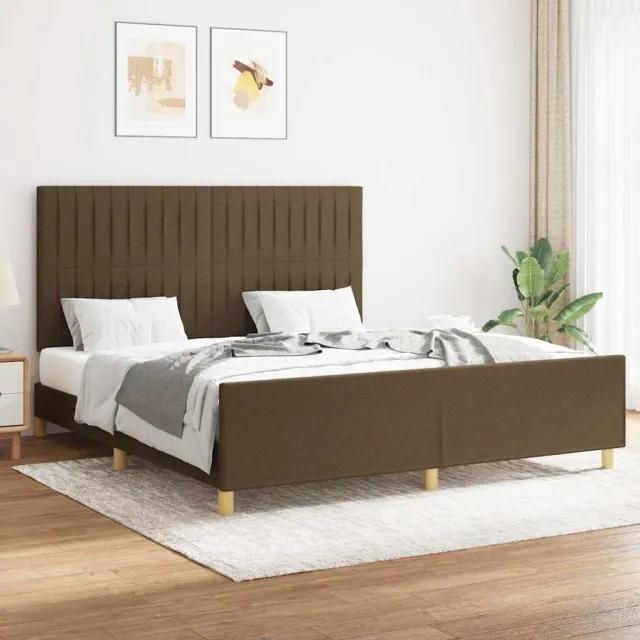 vidaXL Bedframe zonder matras stof donkerbruin 160x200 cm bruin