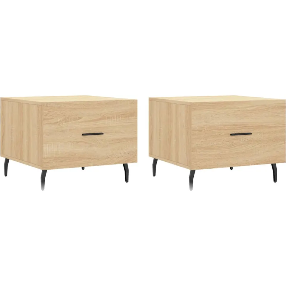 vidaXL Salontafels 2 st 50x50x40 cm bewerkt hout sonoma eikenkleurig