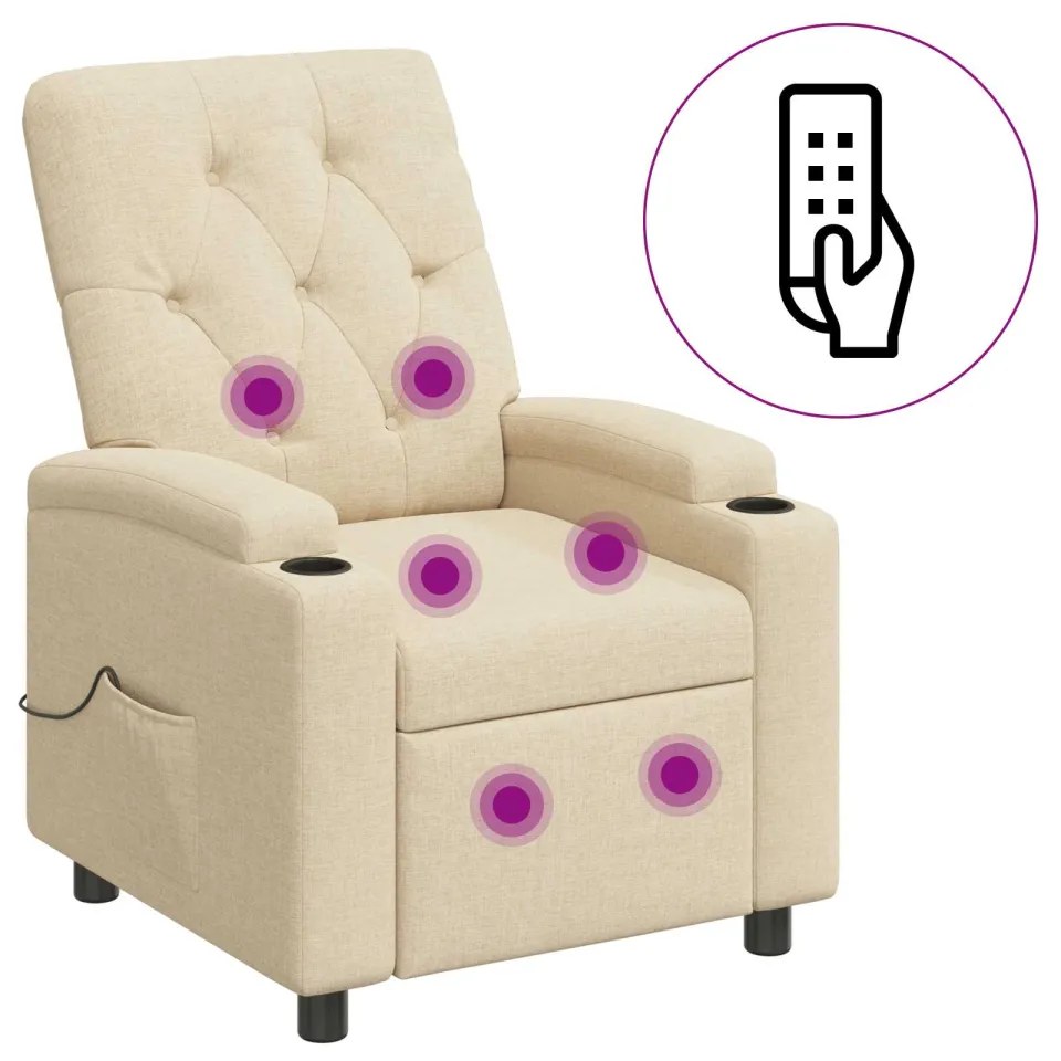 vidaXL Massage-relaxstoel Crèmekleurig 75 x 95 x 101 cm Stof, foto 3