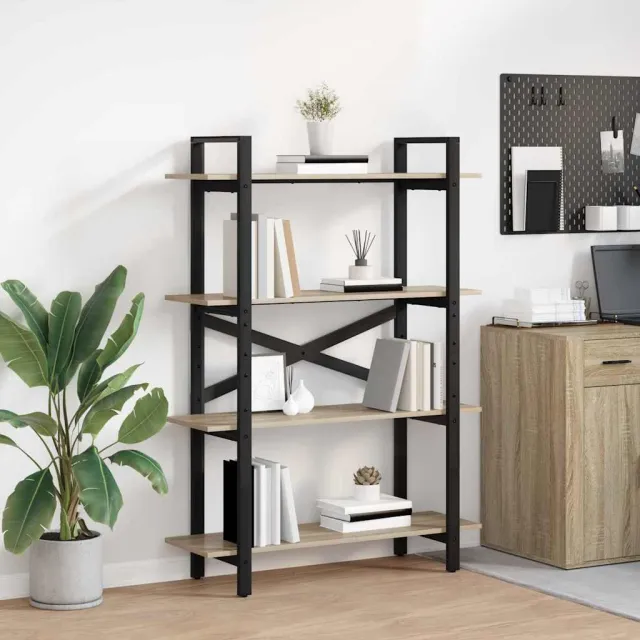 vidaXL Boekenkast 4-laags 100 x 33,5 x 140 cm Bewerkt hout bruin, foto 2