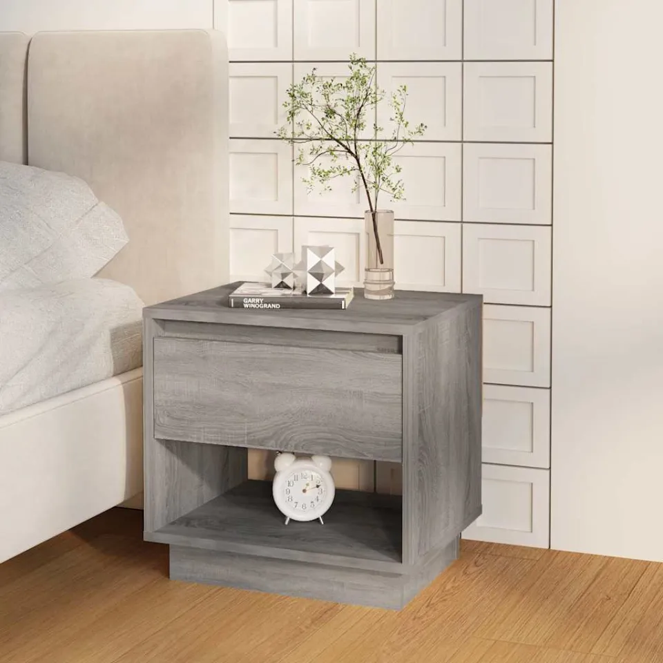 vidaXL Nachtkastjes 2 st 45x34x44 cm bewerkt hout grijs sonoma eiken, foto 3