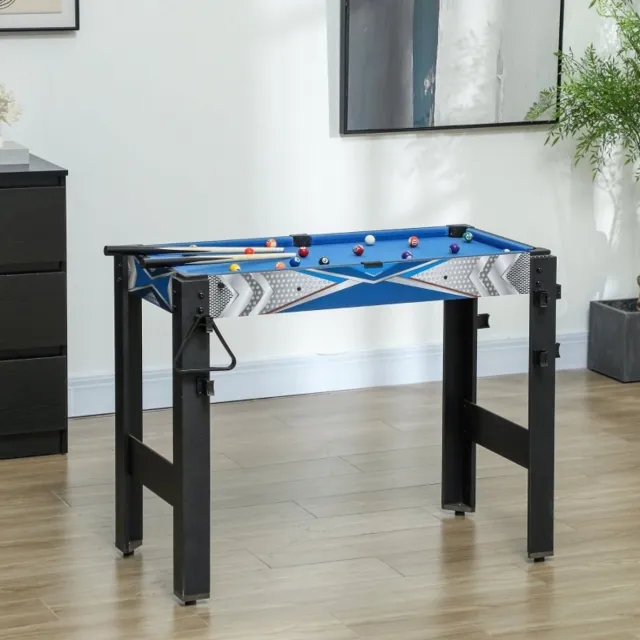 REDOM Spieletisch - 5-in-1 met biljart, tafeltennis, hockey, basketbal en boogschieten - inclusief accessoires - MDF en kunststof - 91 x 45,5 x 76 cm Blauw