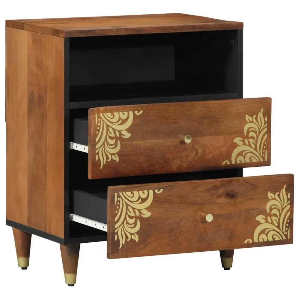 vidaXL Nachtkastje Honingbruin 50 x 33 x 62 cm Massief Mango Hout bruin, foto 2