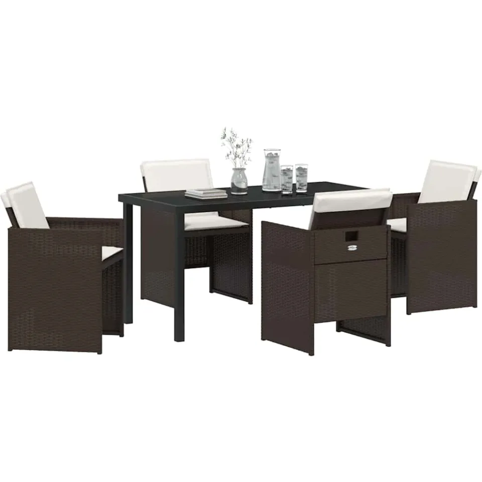 vidaXL Tuin eettafelset 5 st Bruin poly rattan