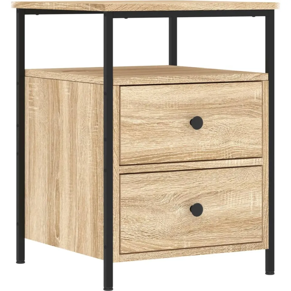 vidaXL Nachtkastje 44x45x60 cm bewerkt hout sonoma eikenkleurig, foto 3