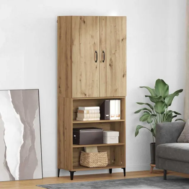 vidaXL Highboard Artisan Eiken 69,5 x 34 x 180 cm Bewerkt hout, foto 2