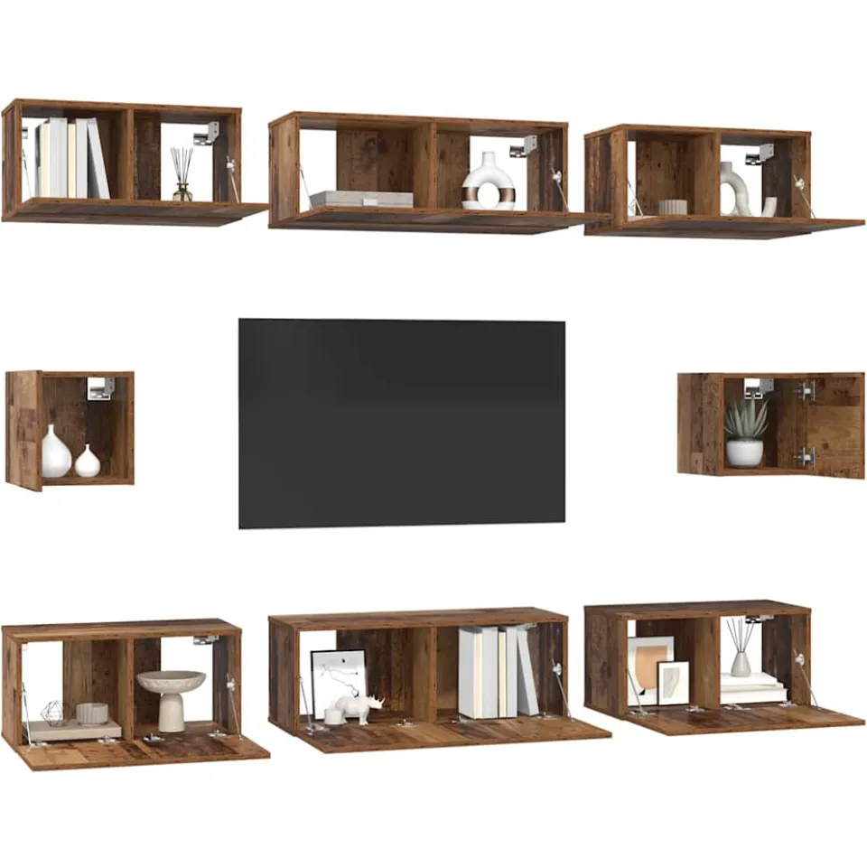 vidaXL Tv-meubelset 8 st 80 x 30 x 30 cm Oud Hout Bruin