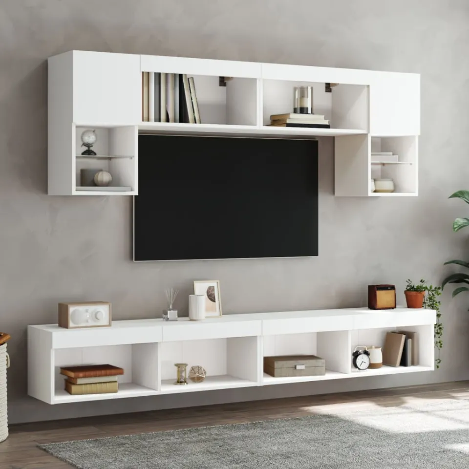 vidaXL Tv-meubel met LED-verlichting 100x30x30 cm wit, foto 4