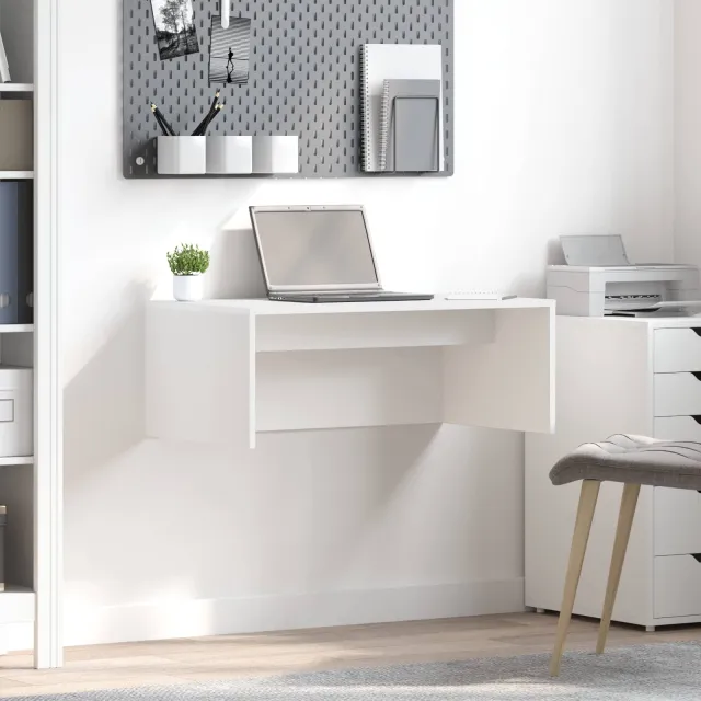 vidaXL Wandbureau Wit 80 x 45 x 30 cm Bewerkt hout