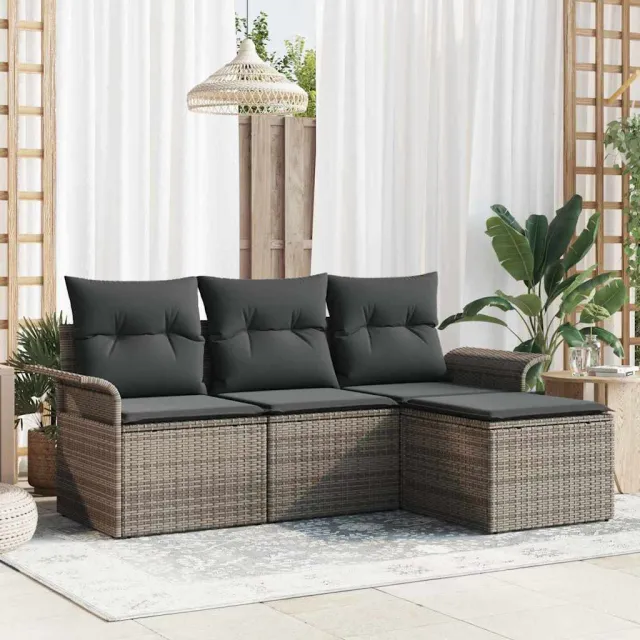 vidaXL Tuin Sofa Set 4 st Grijs poly rattan, foto 2