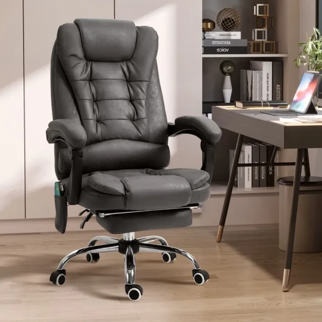 COVREO Bureaustoel 65 x 70 x 111-119 cm donkergrijs, polyester met massagefunctie