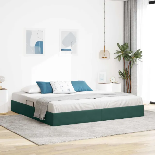 vidaXL Ottoman Bedframe Donkergroen 200 x 200 cm Fluweel groen