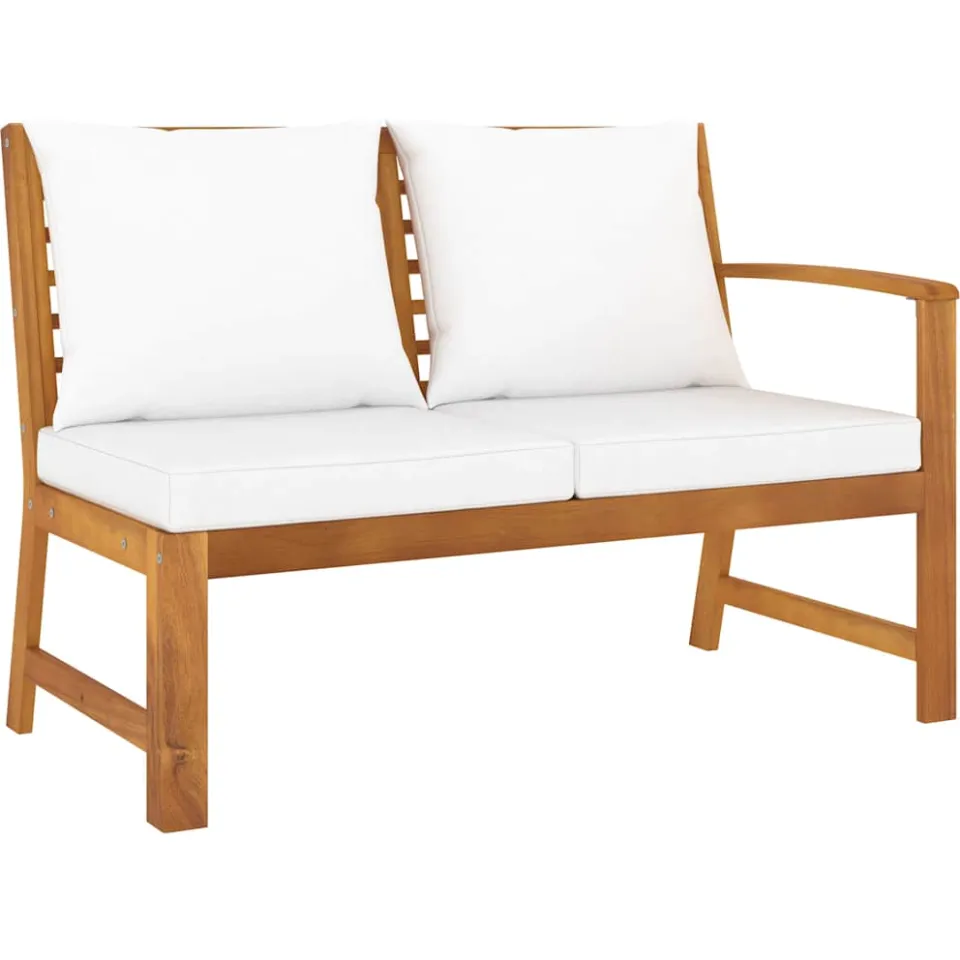 vidaXL 5-delige Loungeset met kussens massief acaciahout crème, foto 3
