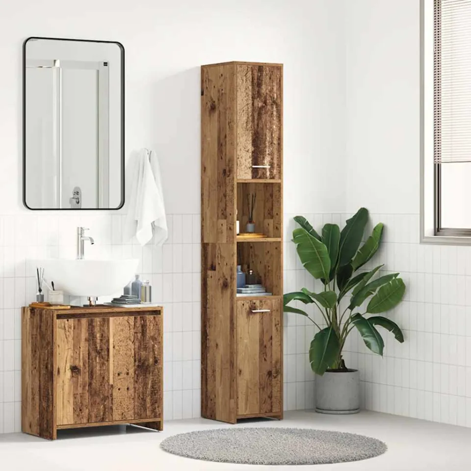 vidaXL Badkamerkast 30x30x183,5 cm bewerkt hout oud houtkleurig bruin, foto 2