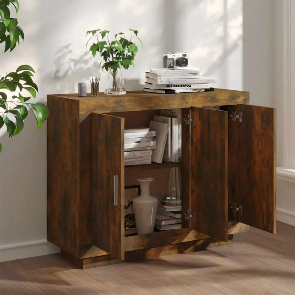 vidaXL Dressoir 92x35x75 cm bewerkt hout gerookt eikenkleurig, foto 3