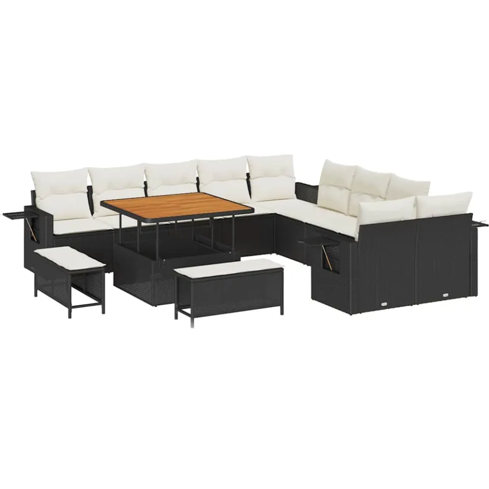vidaXL Tuin Sofa Set 13 st Zwart poly rattan