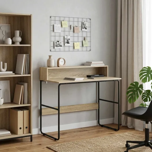 vidaXL Bureau met opbergruimte Sonoma Eiken 100 x 50 x 91 cm, foto 2